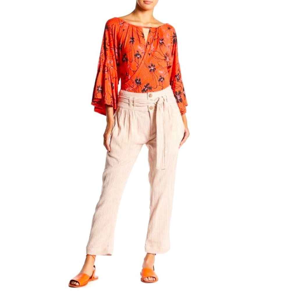 NWOT Free People Striped Belted Pants